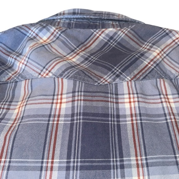 Ruff Hewn Men’s Flannel Shirt SZ XXL Blues Pearl Snaps Yoke 100% Cotton Western - Picture 3 of 7